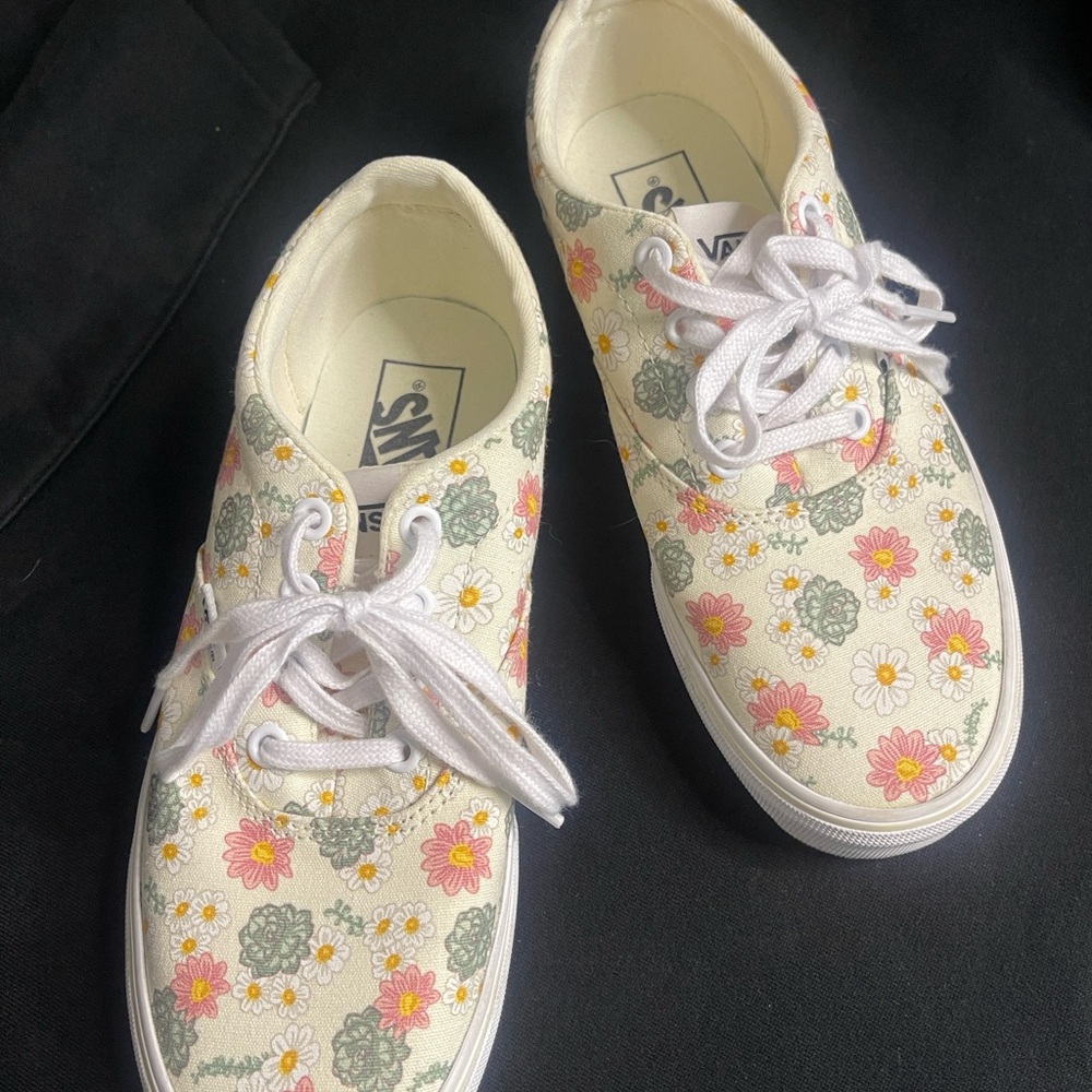 Vans Cream Floral Canvas Sneakers